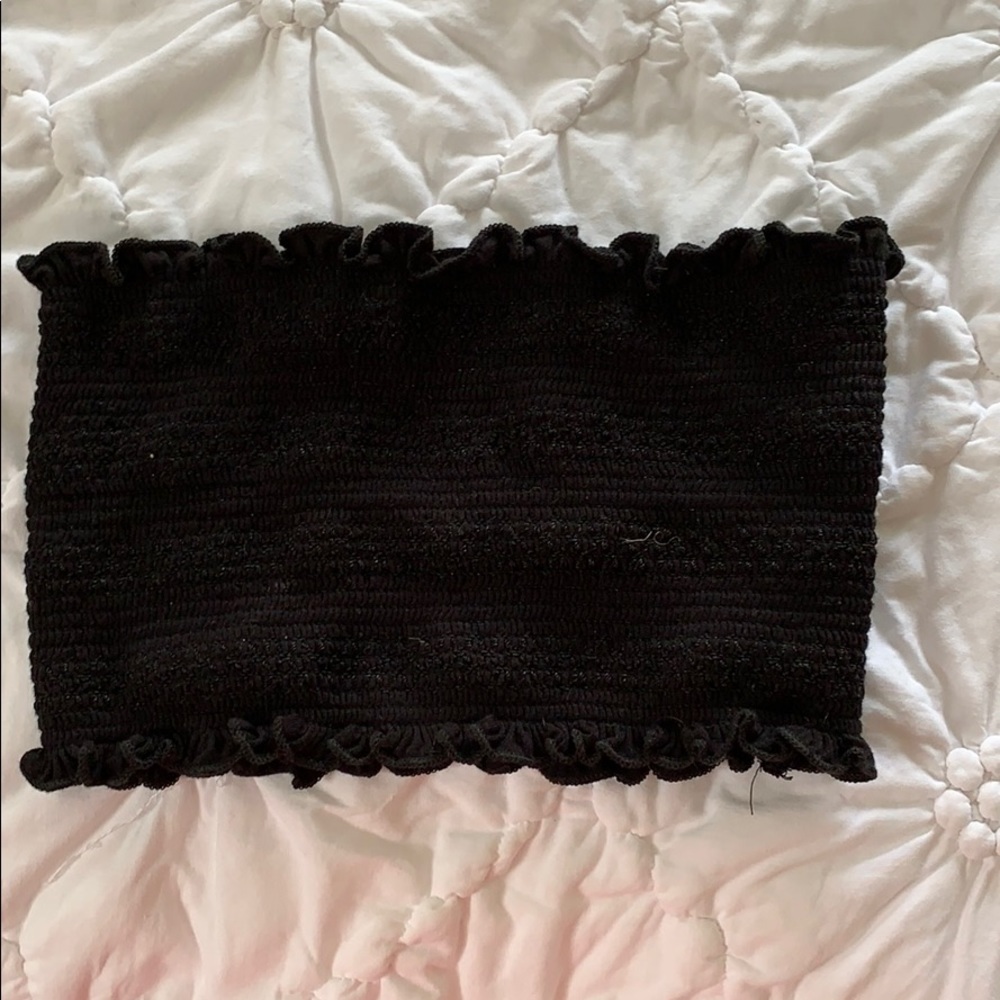 Black bandeau ruffle top